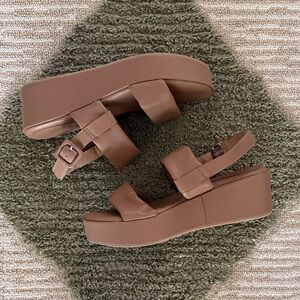 a new day Brown Platform Sandals with Padded Straps